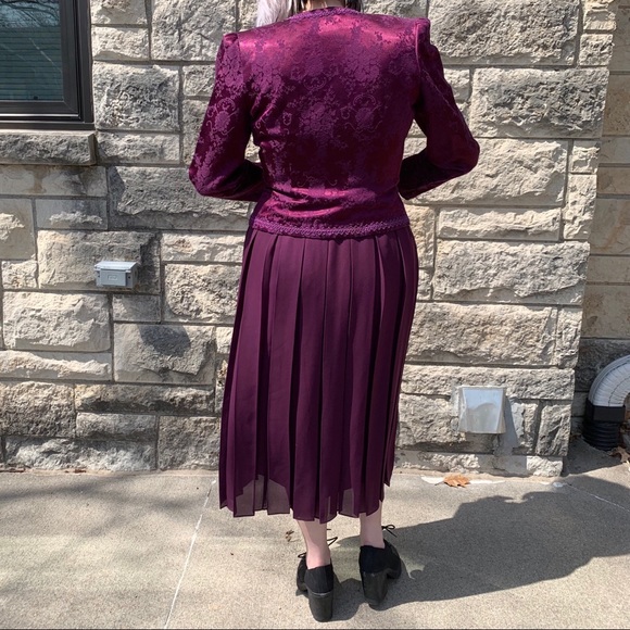 Vintage Nah Nah Petite 2 Piece Dress Plum - Picture 3 of 8